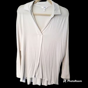 111. Time And Tru White Pirate Collar Long Sleeve Blouse